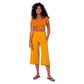 Pantaloni culotte estivi in cotone e lino gialli