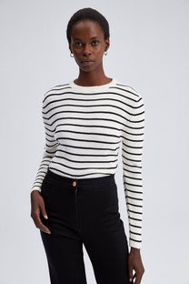 Maglione a righe in maglia a coste