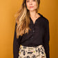Camicia Rocio nera in cotone con pieghe