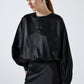 Blusa in raso con elastico in vita