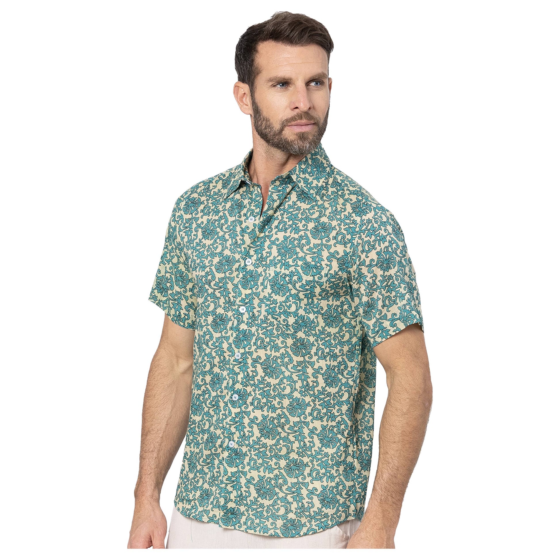 Camicia estiva a maniche corte in voile di cotone