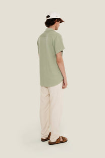 Camicia verde in cotone waffle