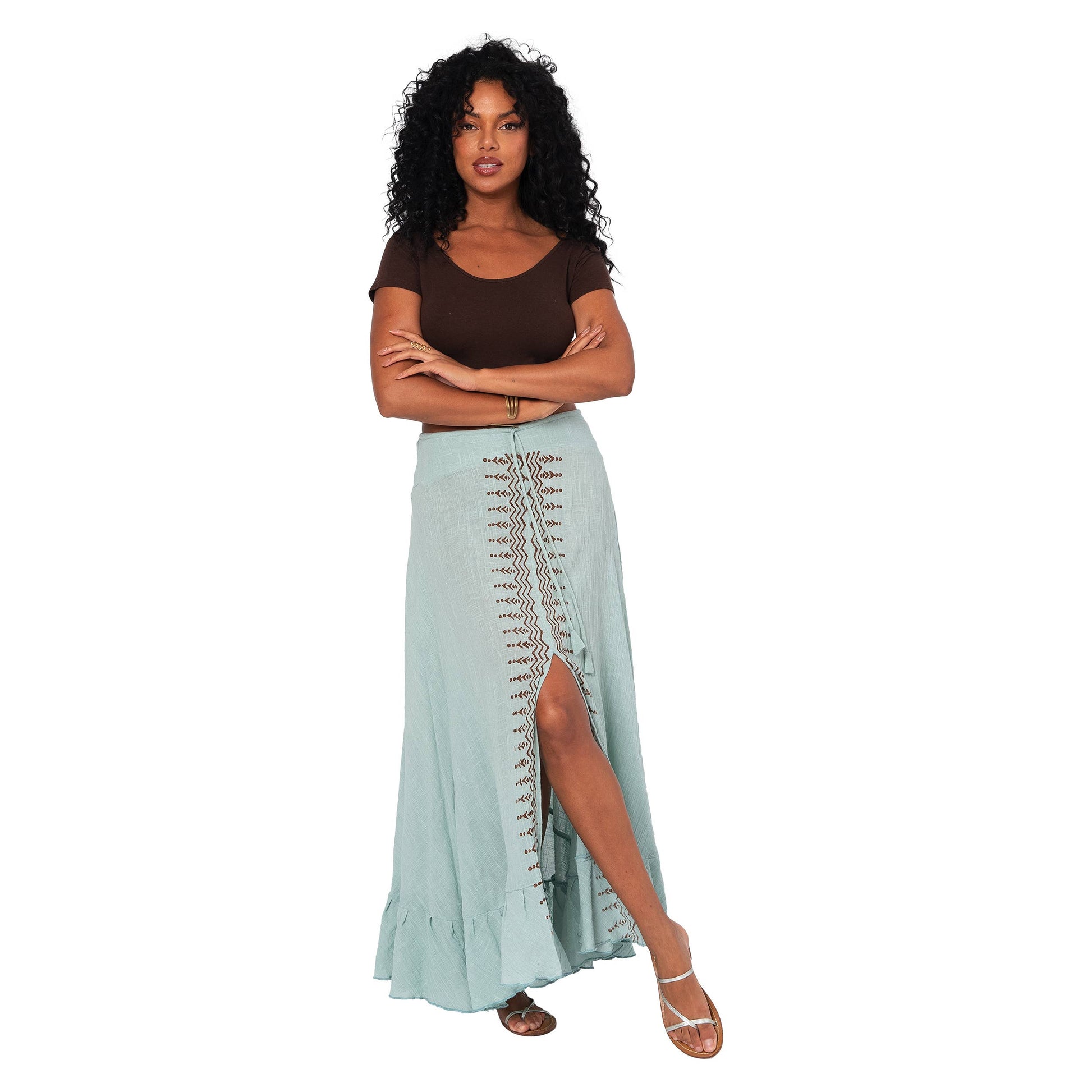 Gonna lunga estiva in voile con spacco