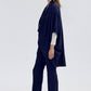 Tunica con collo arricciato blu navy
