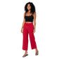 Pantaloni estivi culotte in cotone e lino bordeaux
