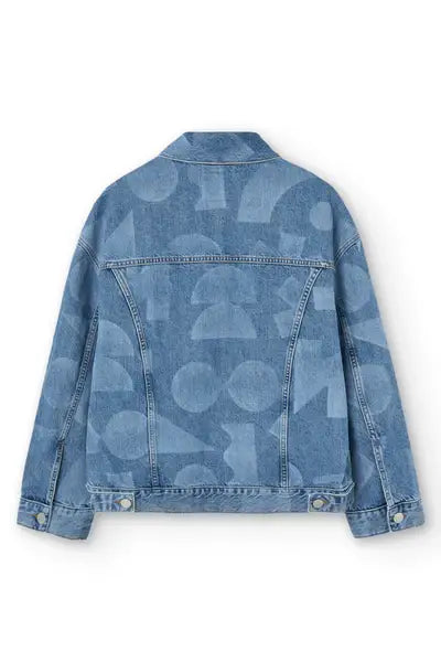 Giacca corta in denim con incisione laser