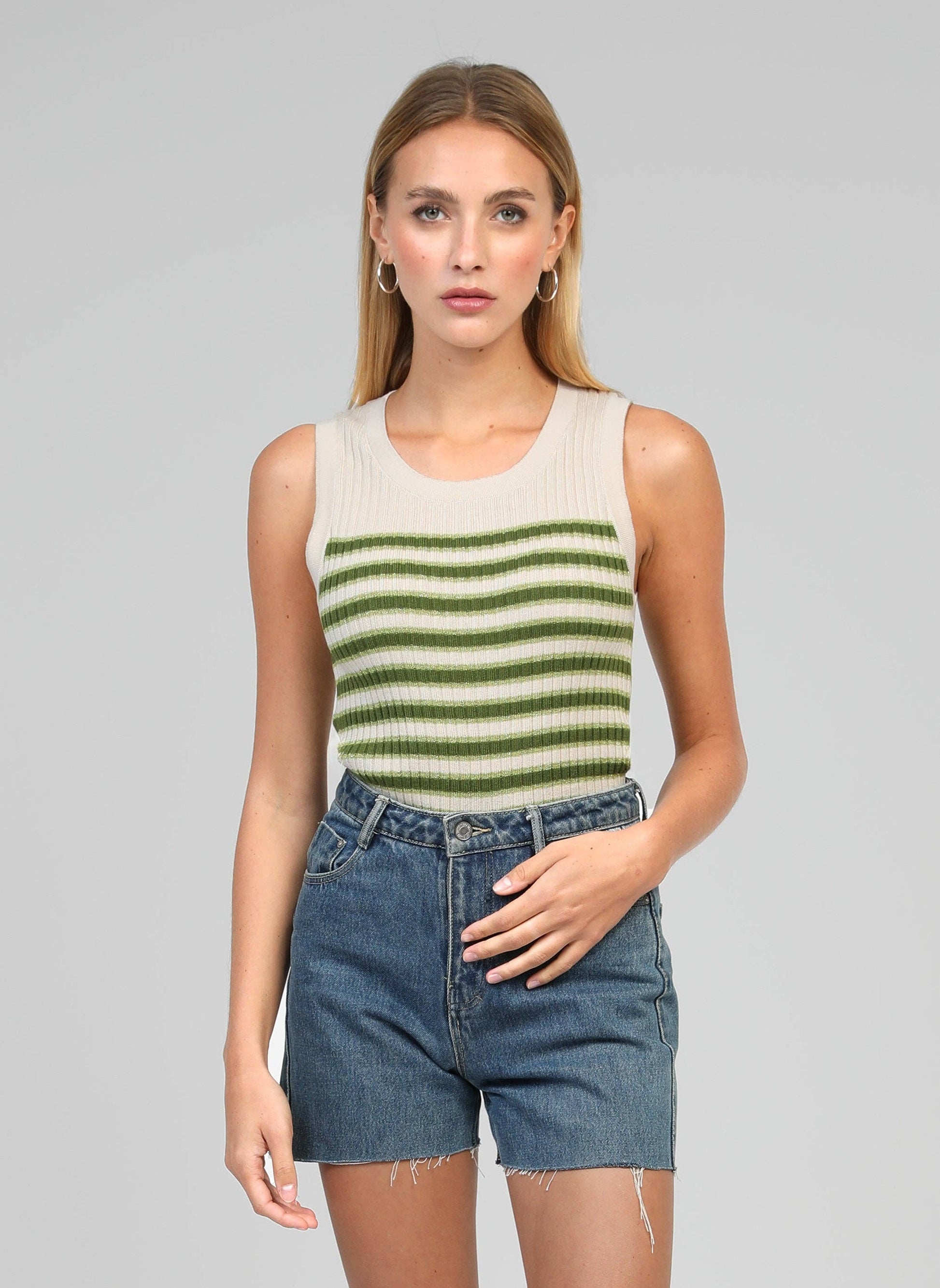 Canotta a righe stile militare in maglia
