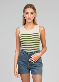 Canotta a righe stile militare in maglia