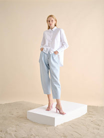 Camicia asimmetrica in cotone bianco