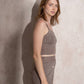 Top cropped in maglia con glitter