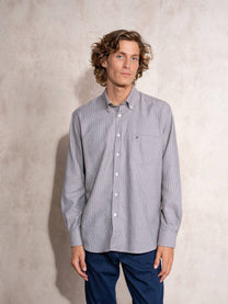 Camicia da uomo in cotone misto a microquadri