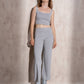 Top cropped in maglia con glitter