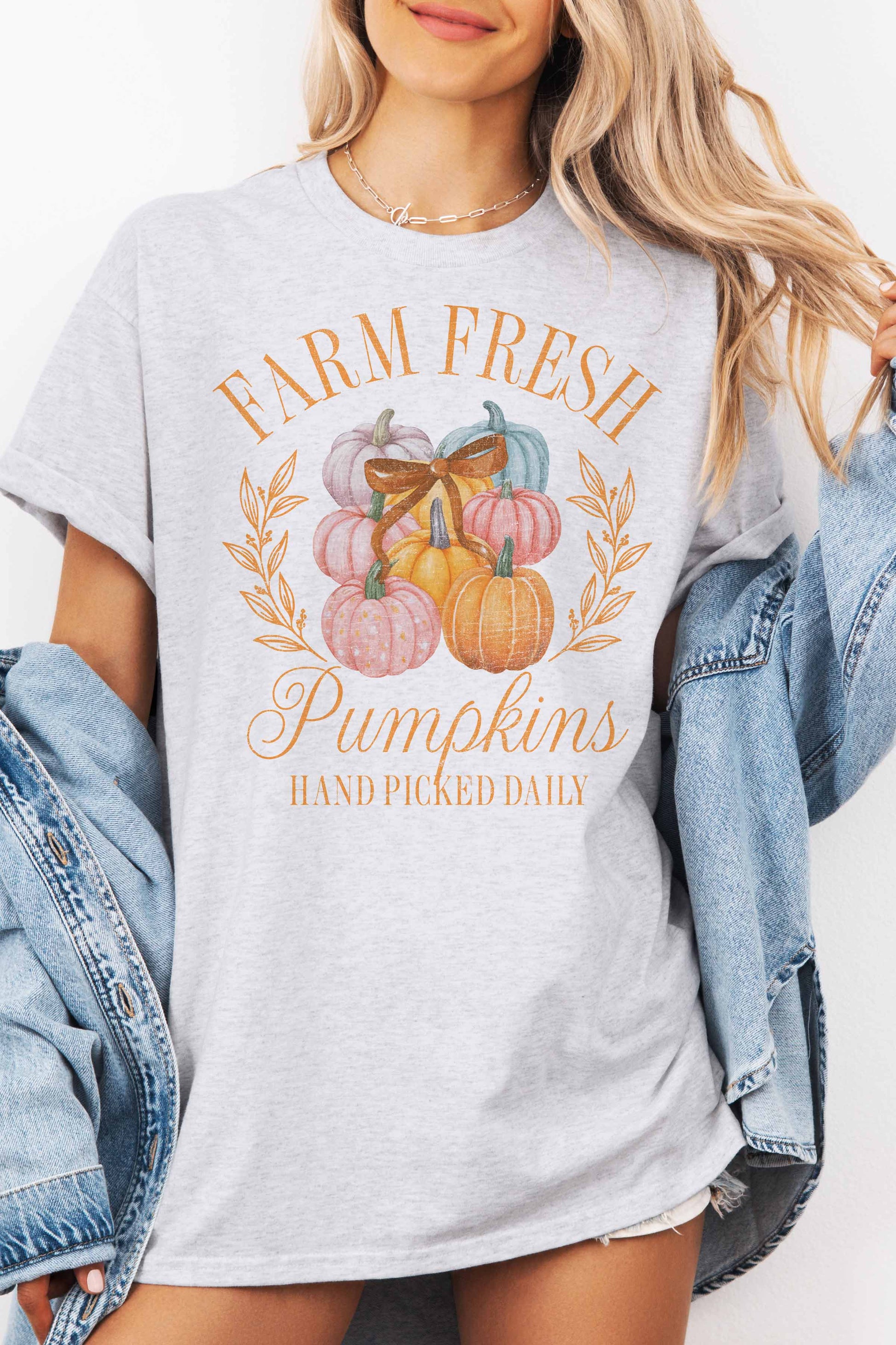 T-shirt oversize Farm Fresh Pumpkins con stampa zucche