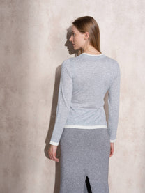 Maglione a maglia girocollo bicolore