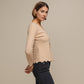 Cardigan donna in maglia con scollo a V e bordo ondulato