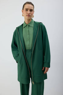 Giacca lunga con cappuccio e zip