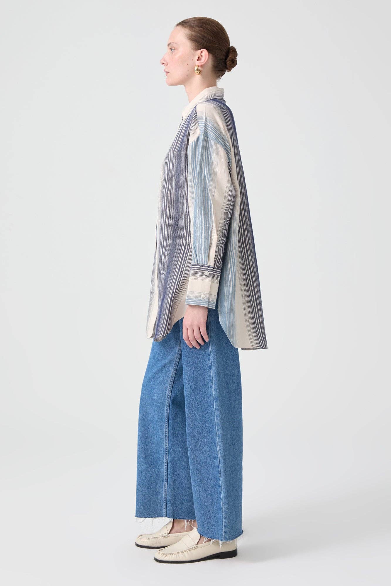 Camicia oversize a righe in cotone