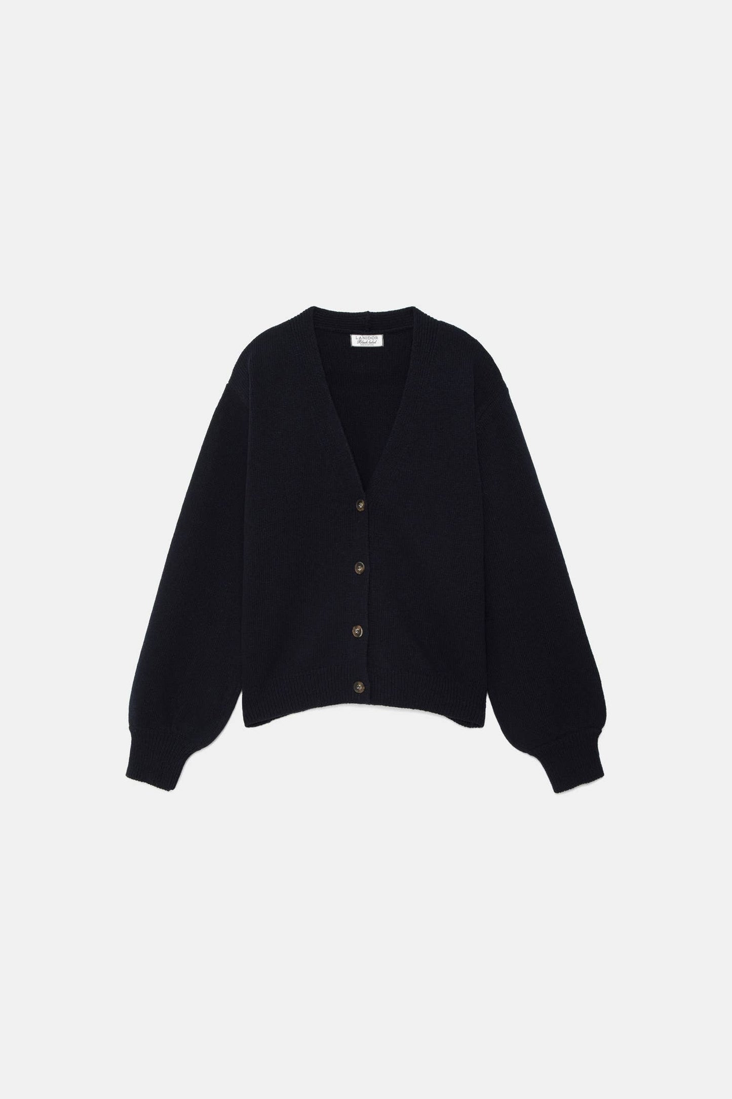 Cardigan in maglia rasata con maniche a palloncino