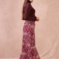 Gonna lunga boho bordeaux con spacco laterale