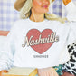 Felpa oversize Nashville Tennessee con stampa a cuore