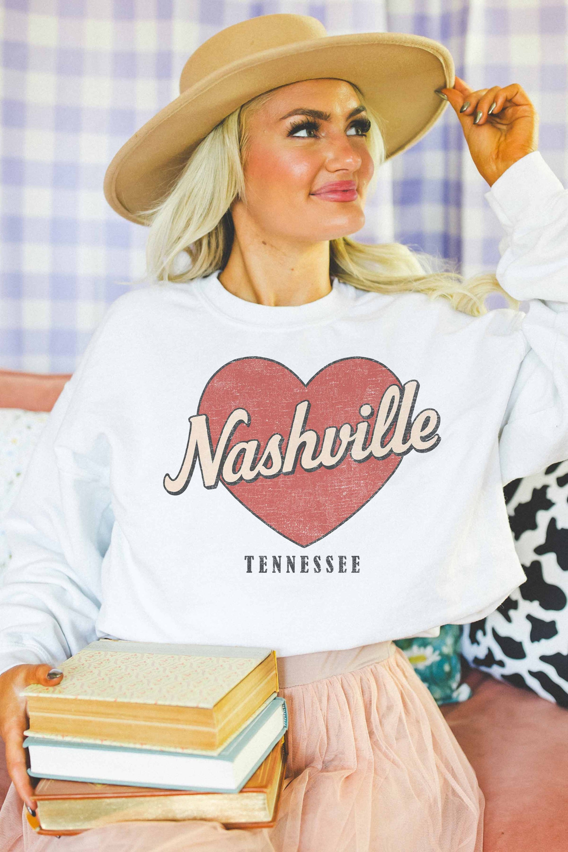 Felpa oversize Nashville Tennessee con stampa a cuore