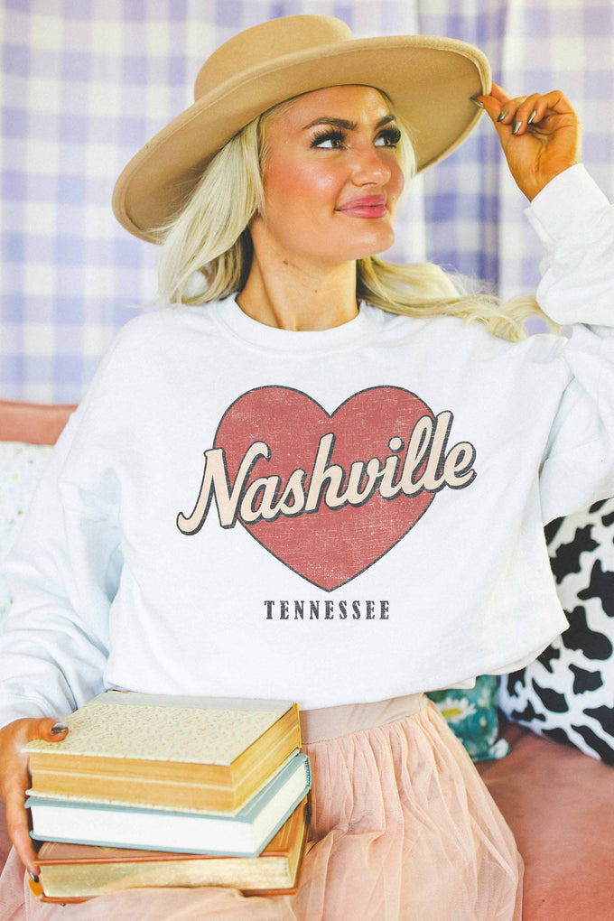 Felpa oversize Nashville Tennessee con stampa a cuore
