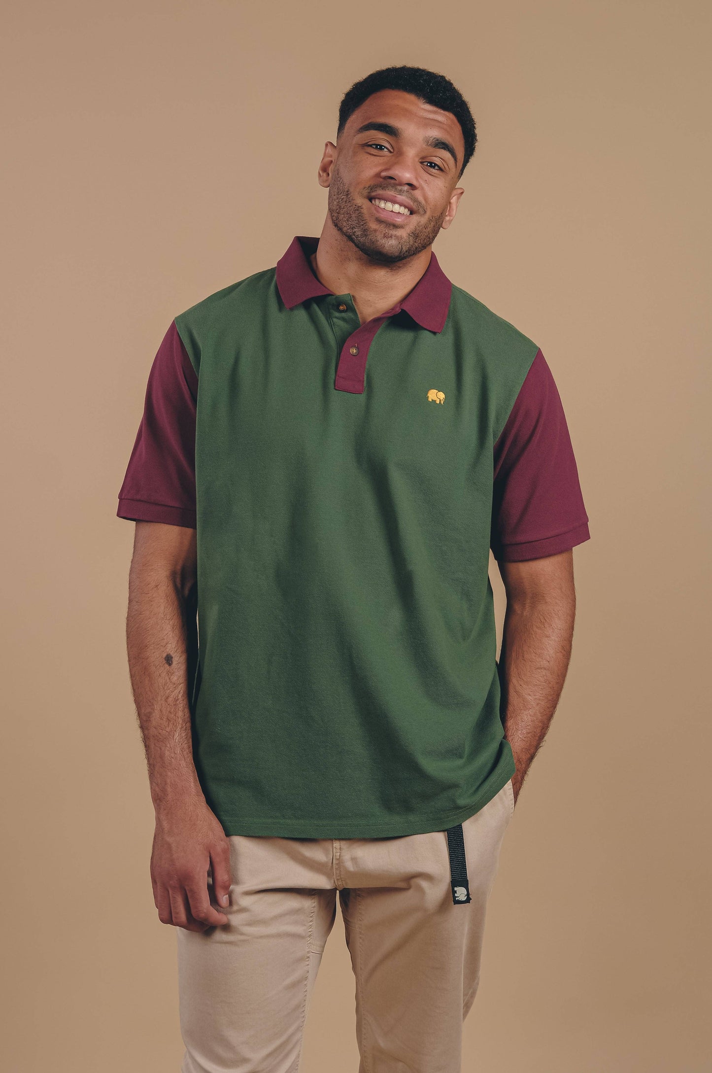 Polo color block in cotone biologico Greener Pastures