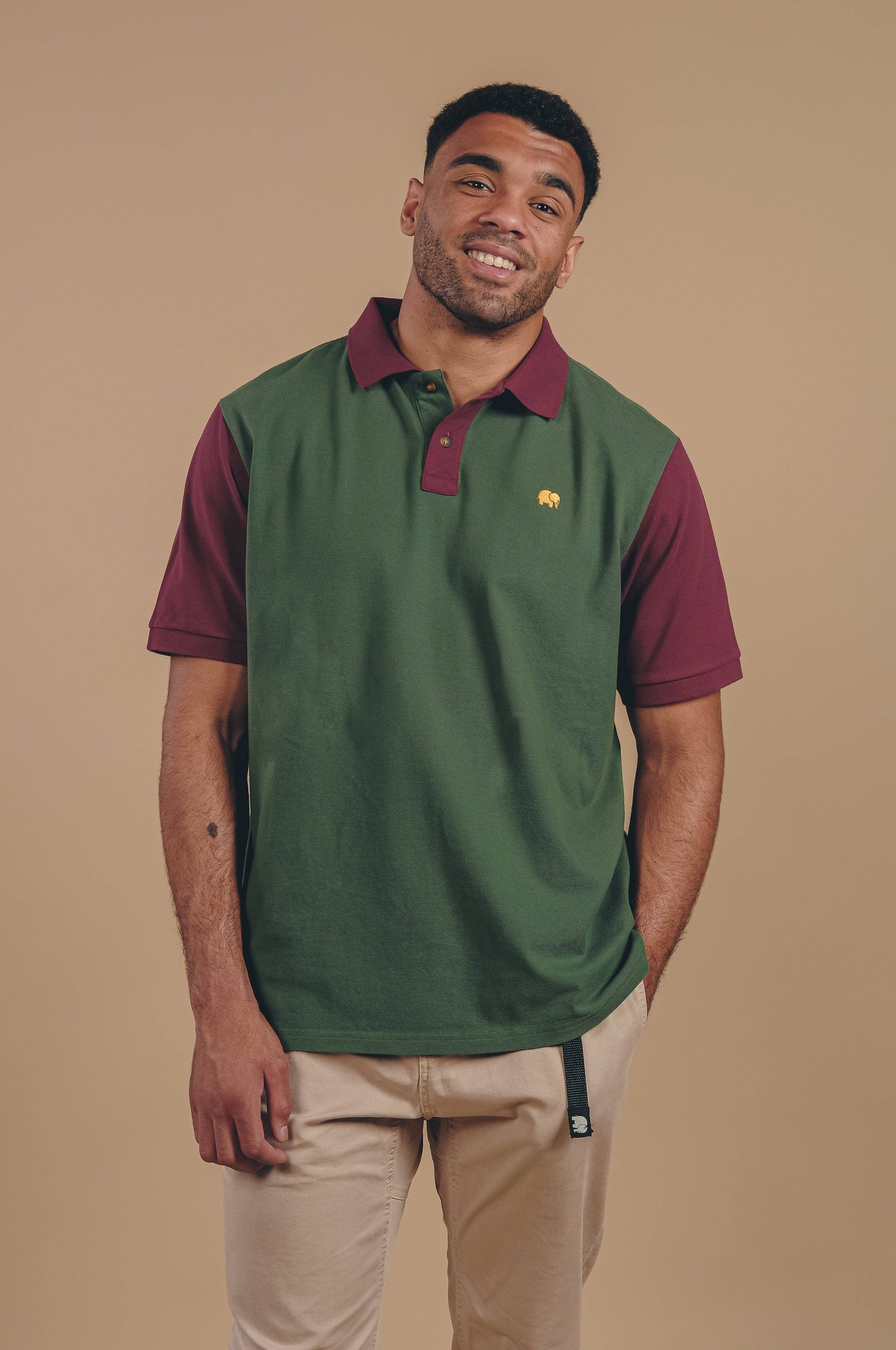 Polo color block in cotone biologico Greener Pastures