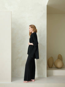 Pantaloni a gamba larga in lana merino extrafine