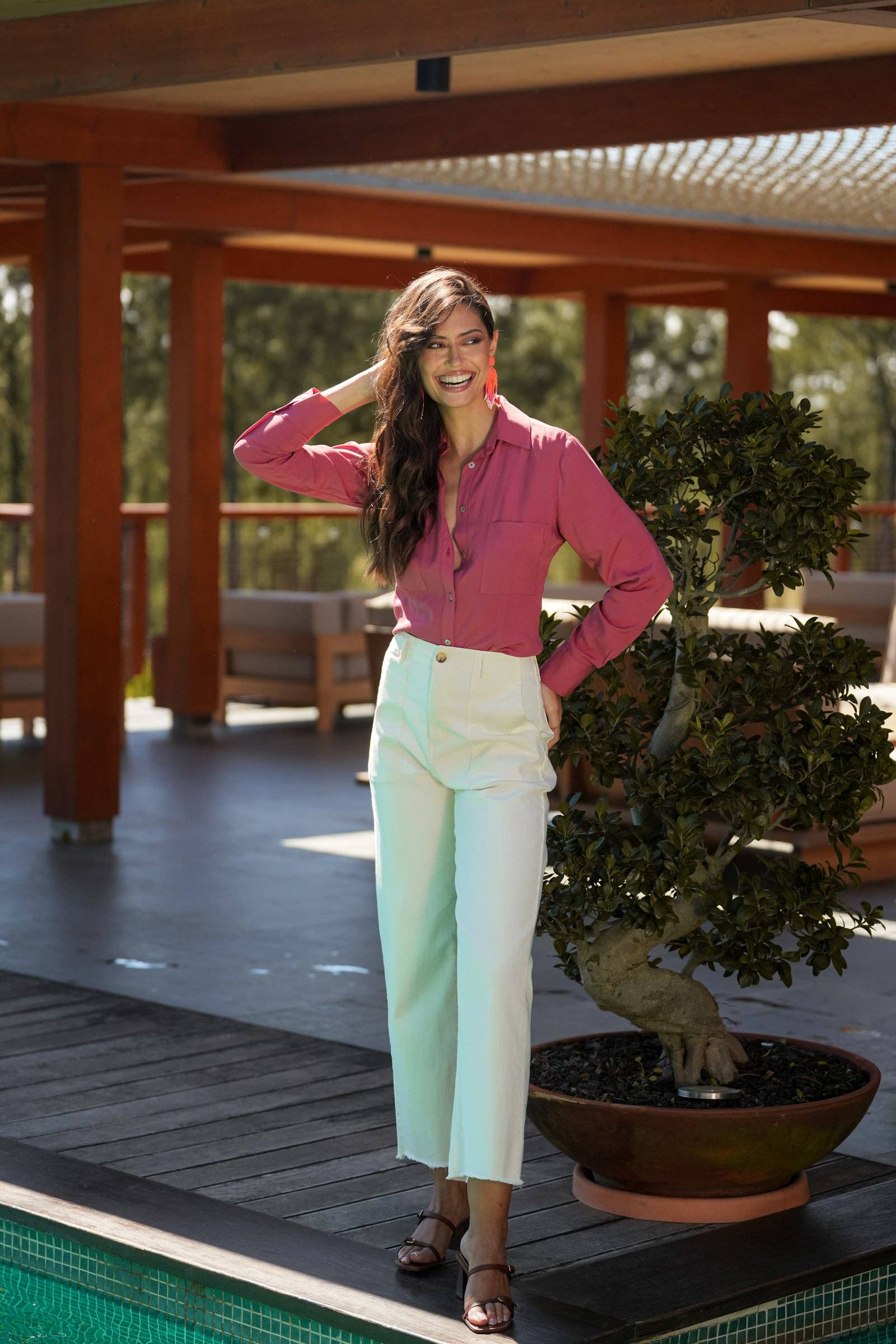 Camicia con tasche in viscosa