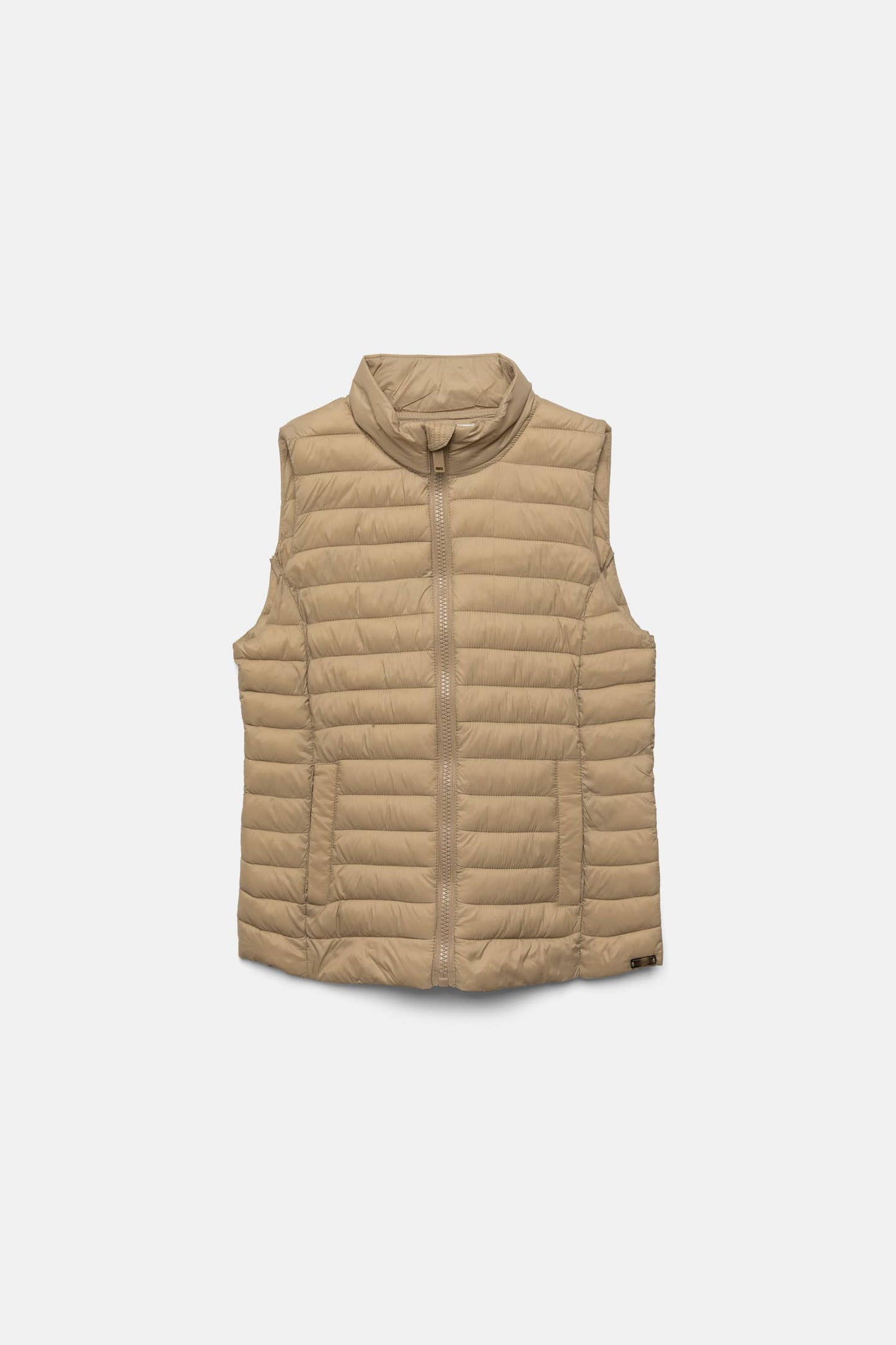 Gilet trapuntato con collo alto e zip