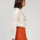 Camicia blusa Soumila écru ricamata in voile di cotone