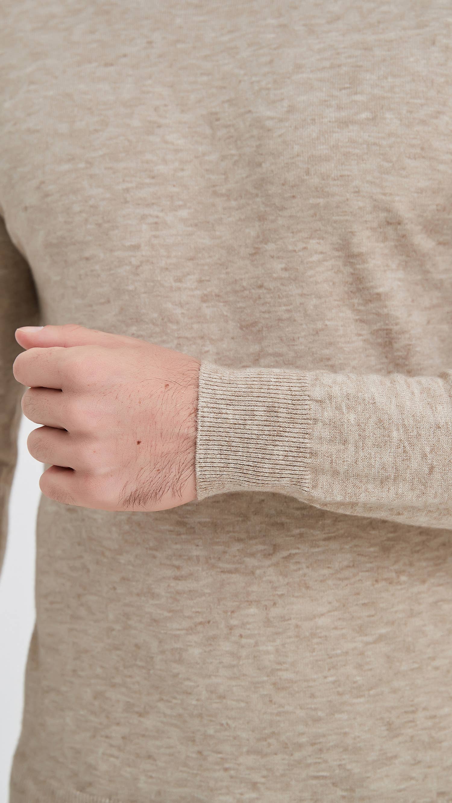 Maglione girocollo effetto cashmere beige taglie forti