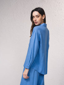 Tunica in misto lino azzurra