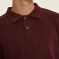 Maglione polo in cotone organico color cioccolato amaro