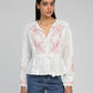 Camicia romantica in voile di cotone ricamato ecrù