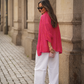 Cardigan in maglia di cotone con maniche ampie
