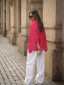 Cardigan in maglia di cotone con maniche ampie
