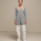 Cardigan lungo in maglia da donna con scollo a V