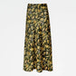 Gonna lunga floreale verde Enigma in lino