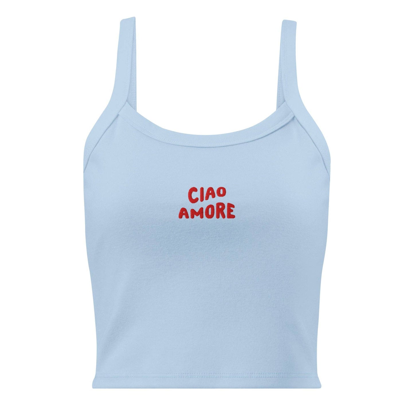 Canotta a micro-coste con ricamo “Ciao Amore”