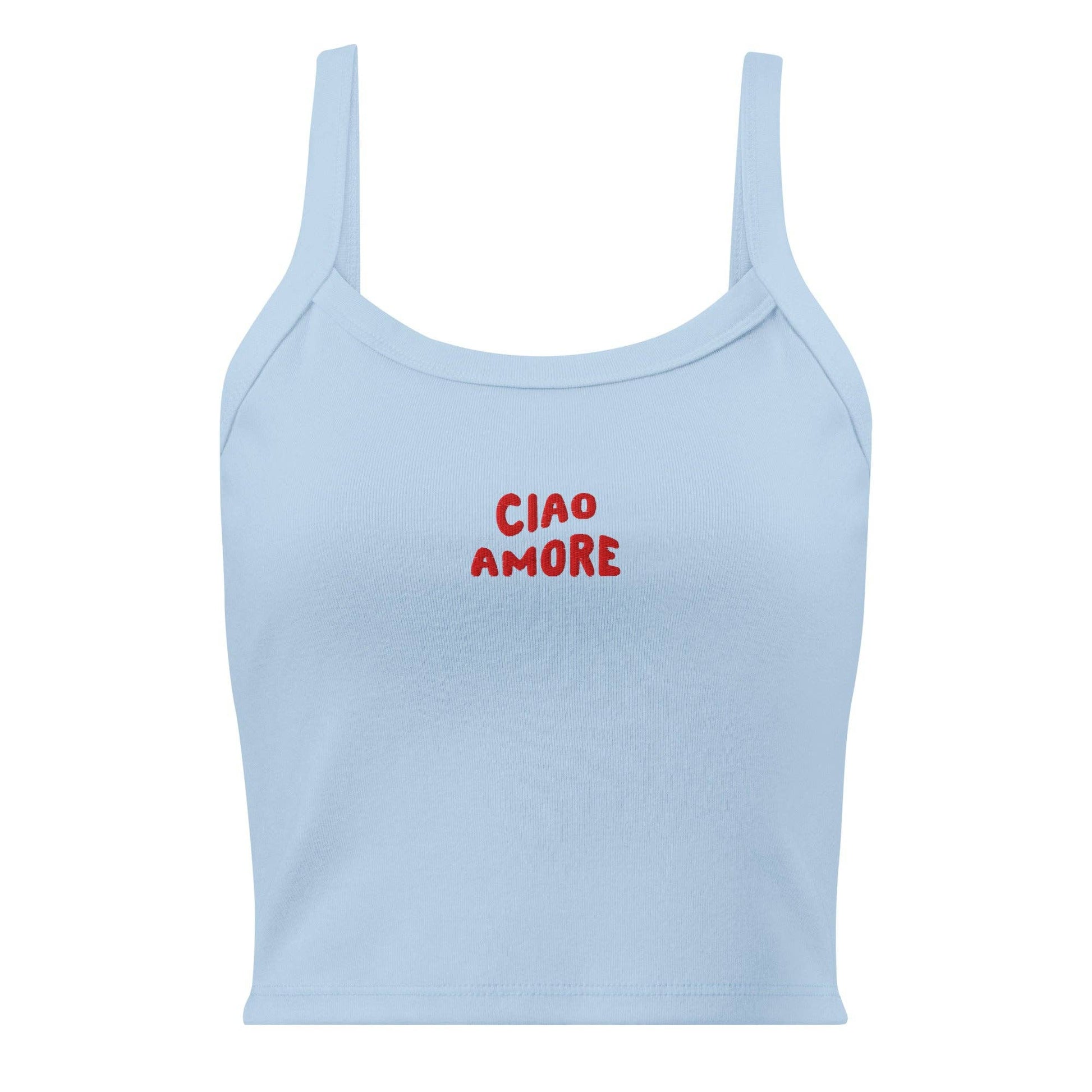 Canotta a micro-coste con ricamo “Ciao Amore”