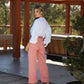 Pantaloni in twill con risvolto a vita alta