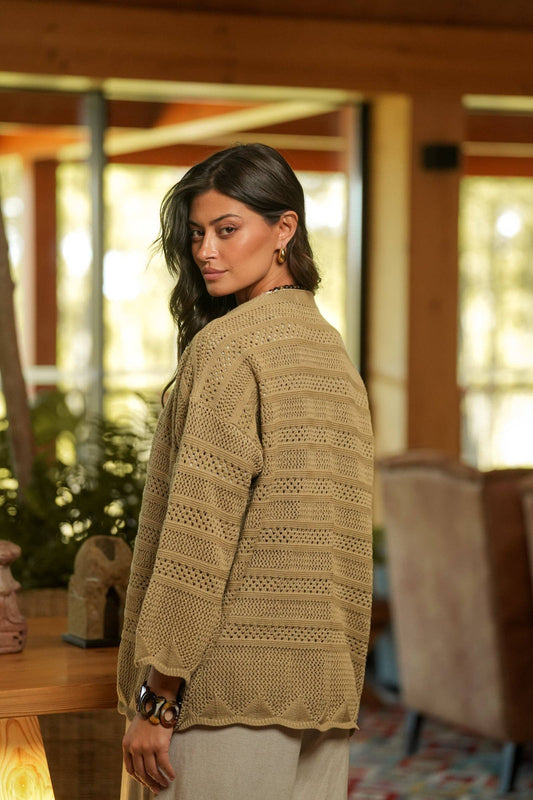 Cappotto aperto traforato in cotone