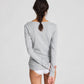 Maglia a maniche lunghe Ivy in cotone biologico a costine grigio chiaro mélange