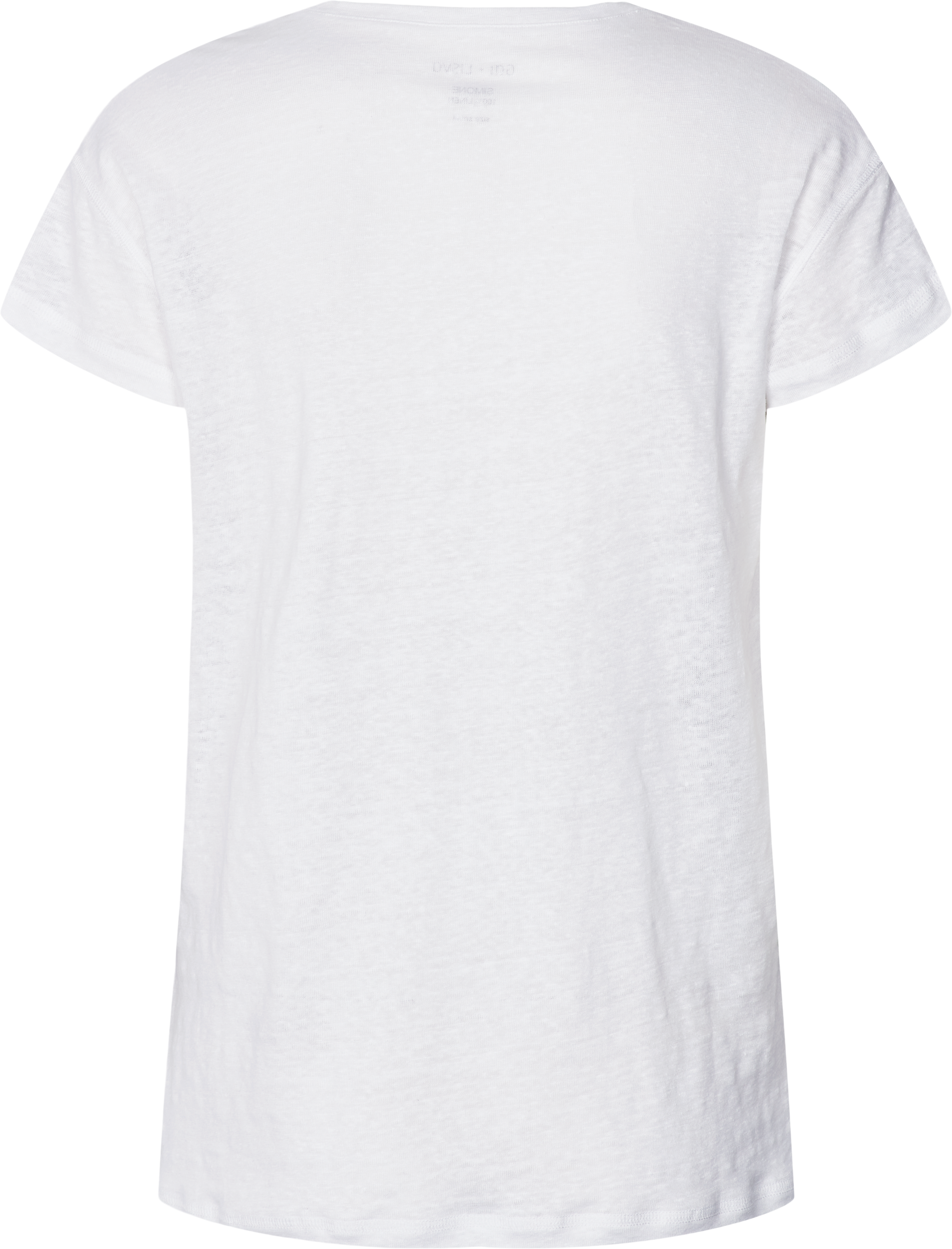 T-shirt in lino Simone bianca con scollo a V