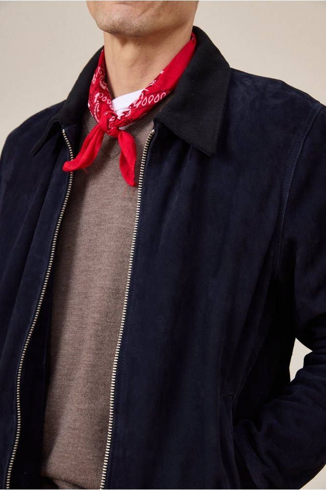 Giacca in pelle Zuko blu navy