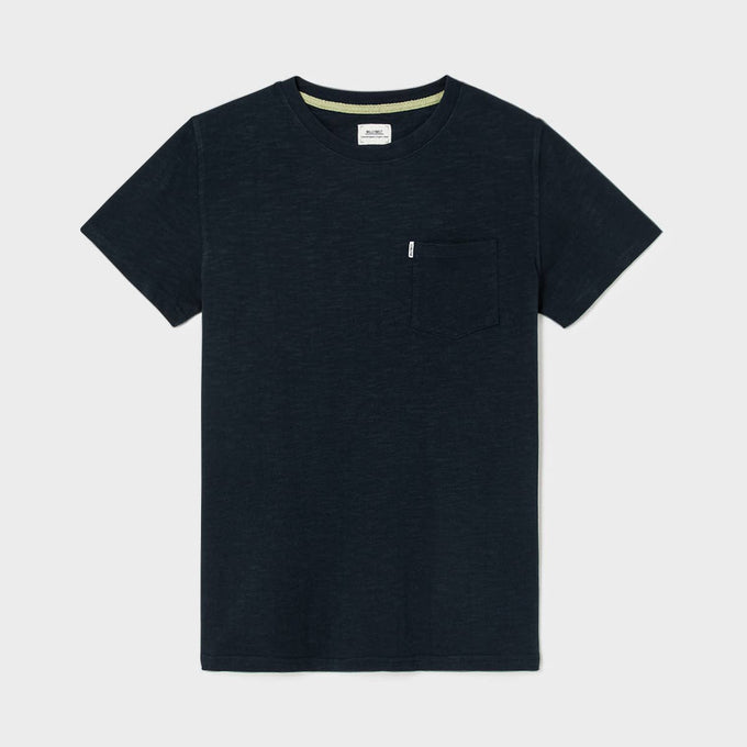 T-shirt in cotone biologico blu navy con taschino