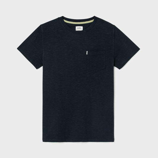 T-shirt in cotone biologico blu navy con taschino