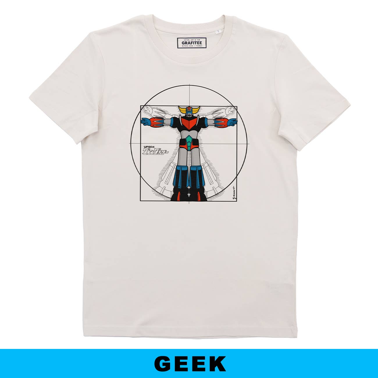 T-shirt unisex in cotone biologico con stampa robot artistica